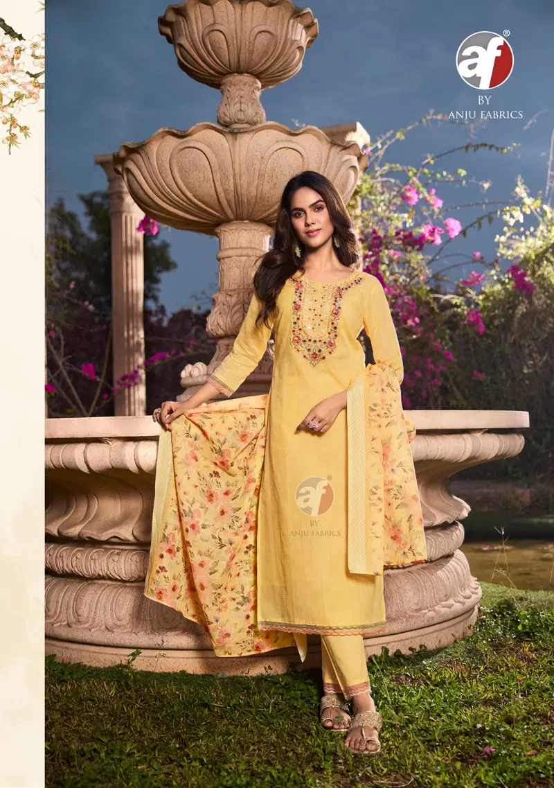 Af Patterns Vol 3 By Anju Pure Cotton Designer Kurti With Bottom Dupatta Wholesale Price In Surat
